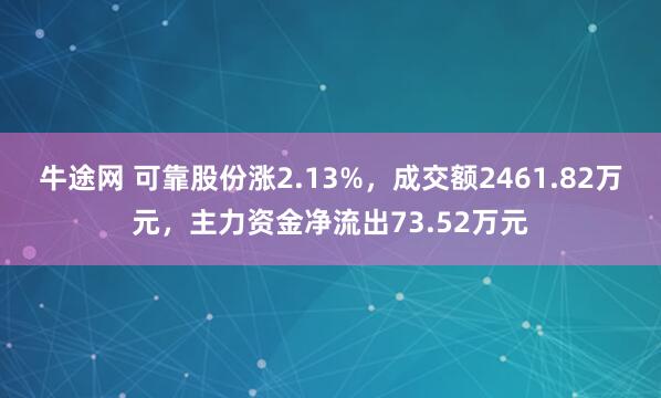 牛途网 可靠股份涨2.13%，成交额2461.82万元，主力资金净流出73.52万元