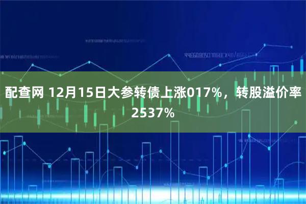 配查网 12月15日大参转债上涨017%，转股溢价率2537%